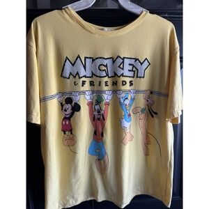 Mickey Mouse Rhinestone Women's Shirt Size Medium Disney Character Light Yellow